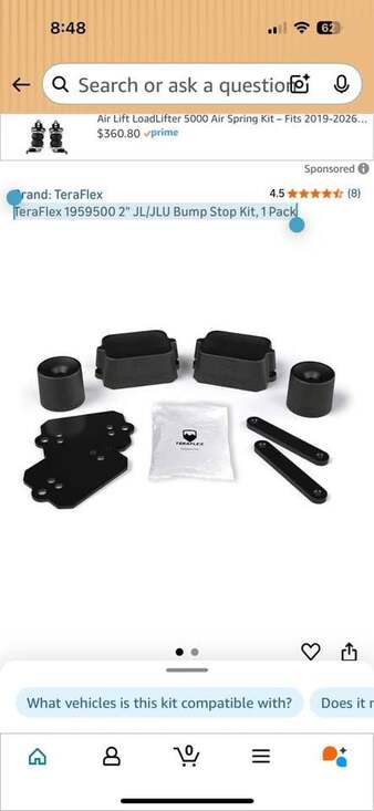 Other - TeraFlex 1959500 2" JL/JLU Bump Stop Kit, 1 Pack